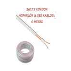 2x0,75 Kordon Ses Led Ve Hoparlör Kablosu Şeritli Beyaz Kablo 5 Metre Diğer
