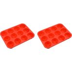2X12 Bardak Normal Silikon Kek Kalıbı, Yapışmaz Silikon Waffle, Kek, Tart, Ekmek Yapımı Için Mükemmel (Yurt Dışından) - 10 cm