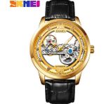 2xudc M031.02 Skmei M031 Antika Kişiselleştirilmiş Erkek Mekanik Saat Temizle Şeffaf Lüks Otomatik Vintage Iş Reloj Izle (Yurt Dışından) - 36 mm - Renkli