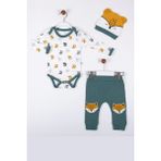 3-12 Ay Erkek Bebek Alt&Üst Takımı Little Fox 3'lü Yeşil