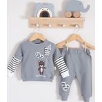 3-18 Ay Erkek Bebek Takımı Gift For You 2'Li Gri