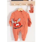 3-18 Ay Pretty Dog Kız Bebek Tulumu Bandanalı Kiremit