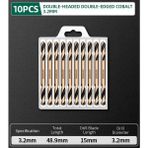3.2mm 10 Adet Yeşil Burgu Bit Çift Başlı Çift Kenarlı Metal Paslanmaz Çelik Kobalt Ultra Sert Matkap Demir Delme 3.0-6.0mm Matkap Ucu (Yurt Dışından) - Renkli