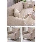 3.3.1.1 Koltuk Örtüsü Koltuk Kılıfı Takımı Ev Tekstili Sofa Cover - 180 x 230 cm - Vizon