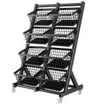 3 4 Katlı Atıştırmalık Düzenleyici Kiler Mutfak Raf Sepeti, Taşınabilir Tekerlekli Meyve Sebze Depolama Arabası Ayarlanabilir, Market/Süpermarket için, Siy,Black-4 Tier with 8 Baskets