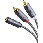 3.5 mm Jack Girişi Aux To 2 Rca Ses Aktarma Kablosu 1 Metre - Çok Renkli
