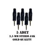 3.5 Mm Stereo Çivi Jak Lehim Tipi Fiş Kulaklık Aux Bilgisayar Ses Kablosu Giriş Tamir Jakı 5 Adet Siyah