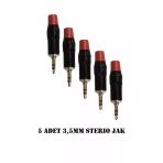 3.5 Mm Stereo Çivi Jak Lehim Tipi Fiş Kulaklık Aux Bilgisayar Ses Kablosu Giriş Tamir Jakı 5 Adet