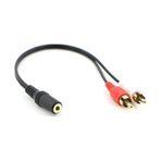 3.5mm Stereo Erkek To 2 Rca Dişi Tos Ses Kablosu - Aux Dönüştürücü Kablo - 30cm