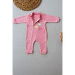 3-6 18-24 24-36 Ay Uçan Balonlar Nakışlı Ef Boy Fermuarlı Kız Bebek Tulumu Pembe