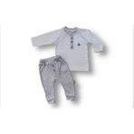 3-6 6-9 9-12 Ay Melanjlı Uzun Kollu Sweatli 2li Erkek Bebek Takımı Mavi - 3 - 6 Ay