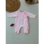 3-6 6-9 9-12 Ay Romantik Fil Nakışlı Pembe Süslü Kız Bebek Tulumu Pembe