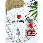 3-6-9-12 Ay Gümüş Yıldız I Love Mummy Baskılı Uzun Kollu Kız Erkek Bebek Tulumu Beyaz - 1 Yaş