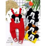 3-6-9-12 Ay Mickey Figürlü Uzun Kollu Baskılı Sweatli 2li Kız Erkek Bebek Salopet Takımı Kırmızı - 6 Ay