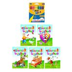 3-6 Yaş Eğlenceli Boyama 5 Li Kitapları+silinebilir 12 Li Pastel Boya