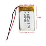 3.7V 300MAH 602030 Model Lipo Şarj Edilebilir Pil (1 Adet)