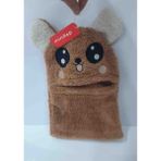 3-8 Yaş Kız Erkek Çocuk Figürlü Kulaklı Peluş Boyunluklu Bere, Tam Yüz Koruma Kışlık Şapka - Karamel - S - M