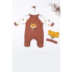 3-9 Ay Erkek Bebek Tulumu Little Fox Kahverengi