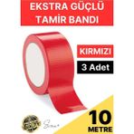 3 Adet 10 mt Kırmızı Tamir Takviye Kapatıcı Güçlü Onarım Bandı Su Geçirmez Sızdırmaz Dayanım Çatlak