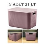 3 Adet 21 Lt Storage Mor Dolap Ici Duzenleyici Oyuncak Ve Camasir Sepeti Elbise Saklama Kutusu