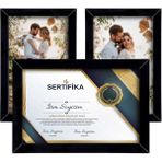 3 Adet 21X30 Çerçeve - Mdf A4 Çerçeve - Çoklu Fotoğraf Çerçevesi - Diploma Çerçevesi - Sertifika - Siyah
