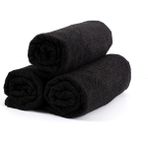 3 Adet 50 x 90 cm Mikrofiber El Yüz Kuaför Berber Spor Havlusu Leke ve Saç Boyası Tutmayan - Siyah