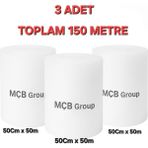 3 Adet 50CM x 50 Metre Balonlu Naylon Paketleme Ambalaj Koruma Patpat Naylonu - Şeffaf