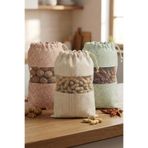 3 Adet Bakliyat Kesesi Büyük Boy 24x34 Erzak Kuru Gıda Saklama Kabı Torbası Fileli Bez Soft-Set 101