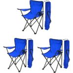 3 Adet Çantalı Katlanır Kamp Sandalyesi Rejisör Katlanabilir Piknik Plaj Sandalyesi Mavi - 6456 Ecorce Tube Marron - Polyester