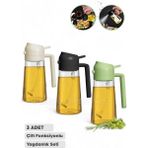3 Adet Çift Fonksiyonlu Yağdanlık 450Ml Zeytinyağı Sıvıyağ Cam Şişe Sprey Airfryer Yağlık Sirkelik