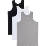 3 Adet Compact Penye Siyah-Beyaz-Gri Erkek Atlet Pamuklu Standart Fit Normal Kesim 3'lü Paket - 2XL - Siyah - Beyaz - Gri