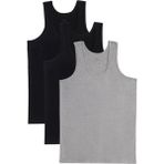 3 Adet Compact Penye Siyah-Gri Erkek Atlet %100 Pamuk Standart Fit Normal Kesim 3'lü Paket - 2XL - Siyah - Gri
