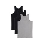 3 Adet Compact Penye Siyah-Gri Erkek Atlet %100 Pamuk Standart Fit Normal Kesim 3'lü Paket