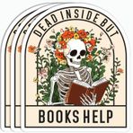 3 Adet - Dead Inside But Book Yardım Çıkartması - Komik İskelet Çıkartması - Okuma Kitabı Çıkartması - Dizüstü Bilgisayar Kindle Çıkartması - Telefon Tumbler Çıkartması