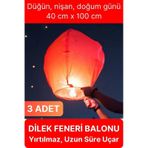3 Adet Dilek Feneri Balonu Gece Ateş Gökyüzü Işığı Uçurtma Yırtılmaz Kaliteli Düğün Nişan Özel Gün