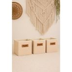 3 Adet - Dolap Içi Çamaşır Oyuncak Düzenleyici Katlanır Kapaksız Saklama Kutusu 30X30X30CM - Jüt - Bej