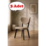 3 Adet Elma Sandalye Modern Kadife Kapitone Sırtlı Mutfak Yemek Odası Balkon Kafe Sandalyesi 85 C - Çok Renkli