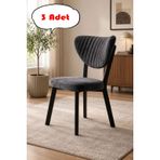 3 Adet Elma Sandalye Modern Kadife Kapitone Sırtlı Mutfak Yemek Odası Balkon Kafe Sandalyesi 85 Cm Gri