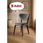3 Adet Elma Sandalye Modern Kadife Kapitone Sırtlı Mutfak Yemek Odası Balkon Kafe Sandalyesi 85 Cm Koyu Gri