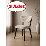 3 Adet Elma Sandalye Modern Kadife Kapitone Sırtlı Mutfak Yemek Odası Balkon Kafe Sandalyesi 85 Cm Krem