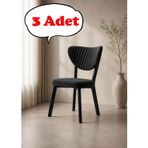3 Adet Elma Sandalye Modern Kadife Kapitone Sırtlı Mutfak Yemek Odası Balkon Kafe Sandalyesi 85 Cm Siyah
