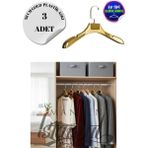 3 Adet Ev Tipi 38 cm Gold Plastik Ceket Askısı Buluz Askısı Elbise Askısı Kıyafet Askısı