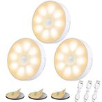 3 Adet Hareket Dedektörlü 8 LED Gece Lambası, Electight Gece Lambası, USB Şarj Edilebilir, 3 Mod Ayarlanabilir, Otomatik/Açık/Kapalı, Yatak Odası, Dolap, Tuvalet, Koridorlar için, 3000K Sıcak Beyaz