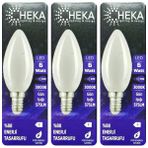 (3 Adet) Heka 6W (51W) 3000K (Günışığı) E14 Duylu (Ince Duy) Soft Mum Ampul - Gün Işığı