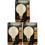 (3 Adet) Heka 9W (67W) 3000K (Sarı Işık) E27 Duylu (Kalın Duy) Led Glop G95 Ampul