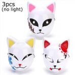 3 Adet Hiçbir Işık Maskesi 3 Adet/paket Japon Anime Cosplay Maskeleri Iblis Avcısı Kamado Tanjirou Sabito Makomo Cadılar Bayramı LED Maske Glow Parti Kostüm Sahne (Yurt Dışından) - Renkli - Yok