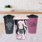 3 Adet Kahve Bardağı Seti Dekoratif Plastik Kahve Muhafaza Bardağı - Renkli - 110 ml