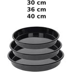 3 Adet Kaliteli 30-36-40cm Boyutlarında Yuvarlak Emaye Fırın Tepsisi Seti