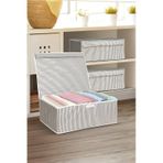 3 Adet Kapaklı Çok Amaçlı Hurç Saklama Kutusu Organizer Baza 50 X 40 X 19 Cm Gri Gri