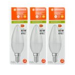 (3 Adet) Ledvance 4,9W (40W) 2700K (Sarı Işık) Dim Edilebilir E14 Duylu (İnce Duy) Led Mum Ampul